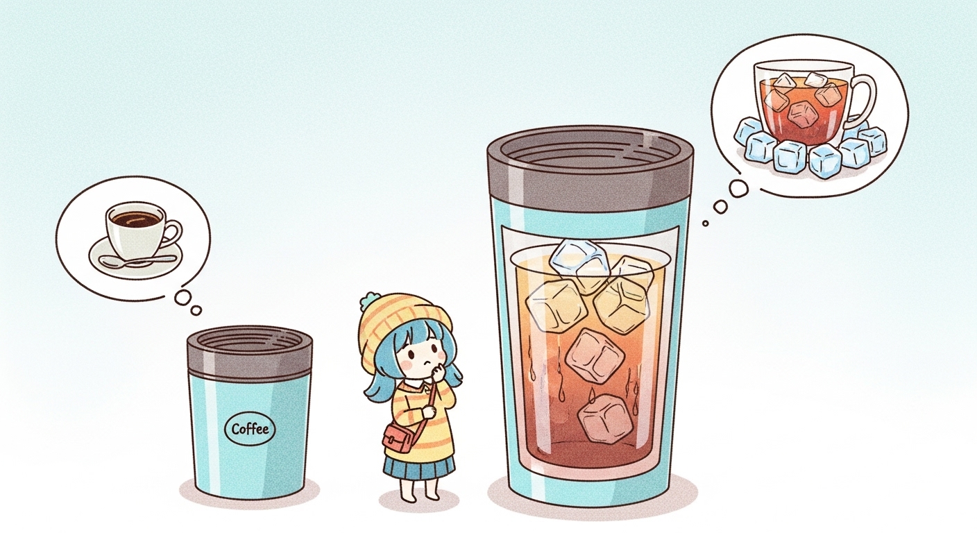 小さい-カップと-大きい-カップの-どちらを使うか-楽しく-悩む-キャラクター