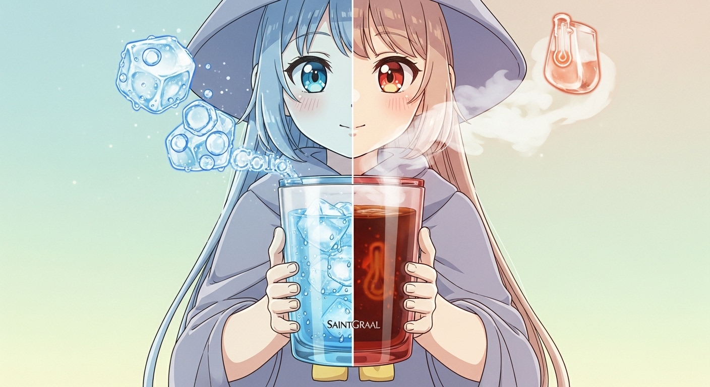 氷が溶けない冷たい飲み物と湯気が立つ温かい飲み物を同時にキープする真空断熱タンブラー