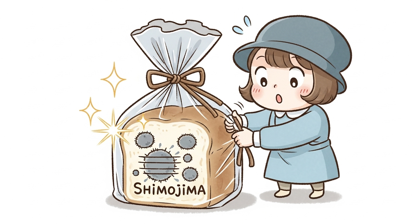 パン袋で気になるニオイを完全に閉じ込め感動するキャラクター